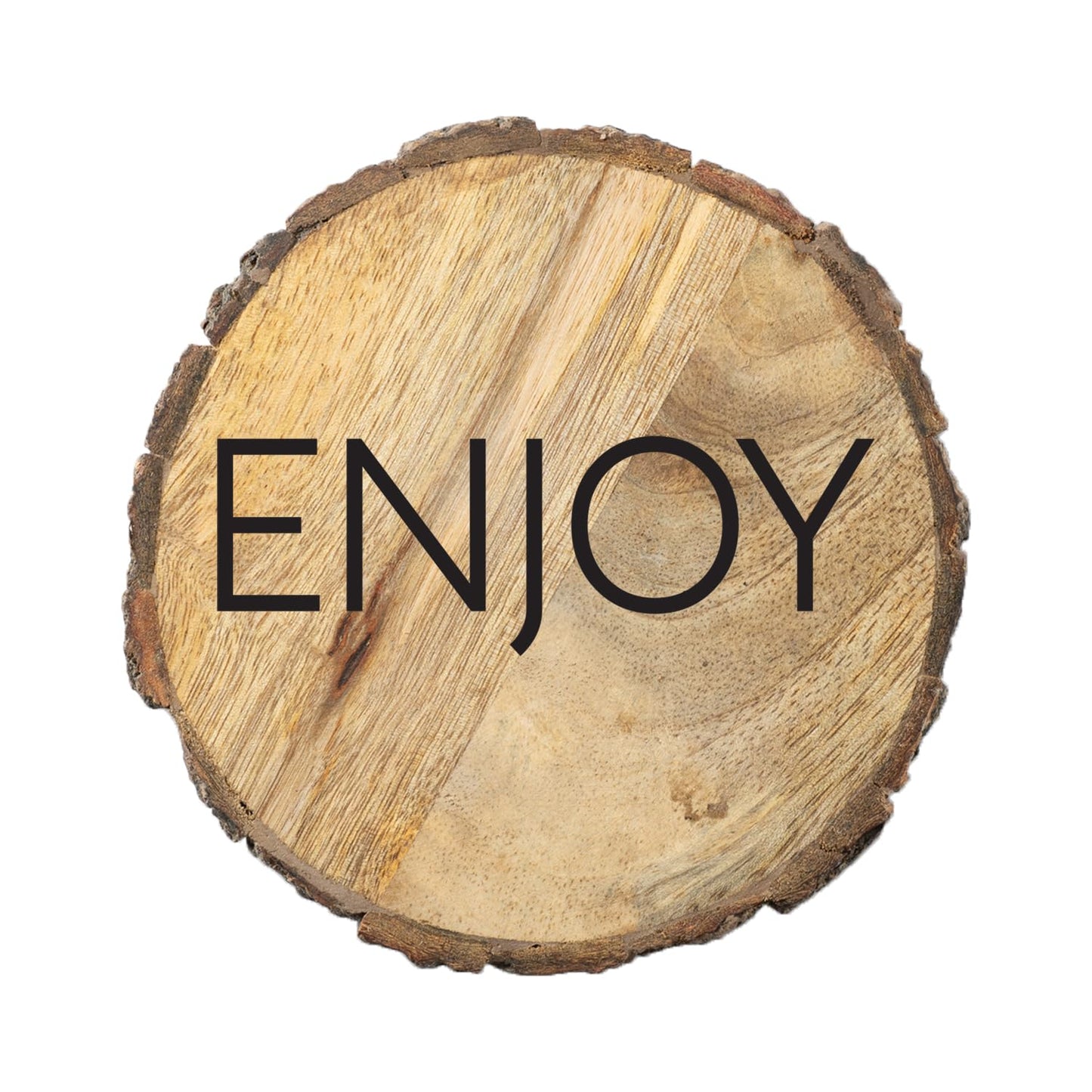 Thirstystone Enjoy 4-Pack Mango Wood Coasters with Bark Edges 4.5" Round Manufactured in The USA