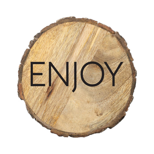 Thirstystone Enjoy 4-Pack Mango Wood Coasters with Bark Edges 4.5" Round Manufactured in The USA
