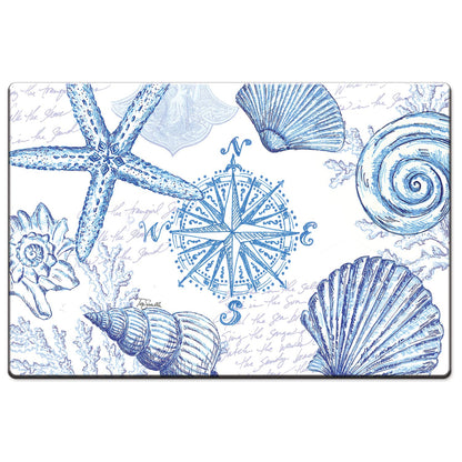 CounterArt Coastal Sketch 30” x 20” Decorative Vinyl Comfort Floor Mat, Manufactured in The USA, Waterproof, Reduces Muscle Fatigue, Easily Wipes Clean