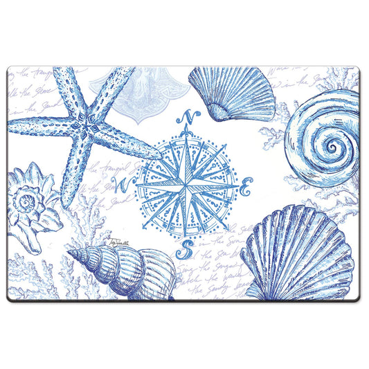CounterArt Coastal Sketch 30” x 20” Decorative Vinyl Comfort Floor Mat, Manufactured in The USA, Waterproof, Reduces Muscle Fatigue, Easily Wipes Clean