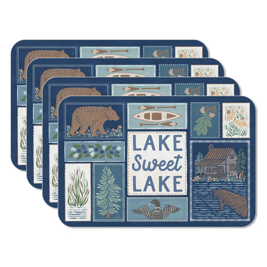 CounterArt Lakeside 4 Pack Reversible Easy Care Flexible Placemats Made in the USA