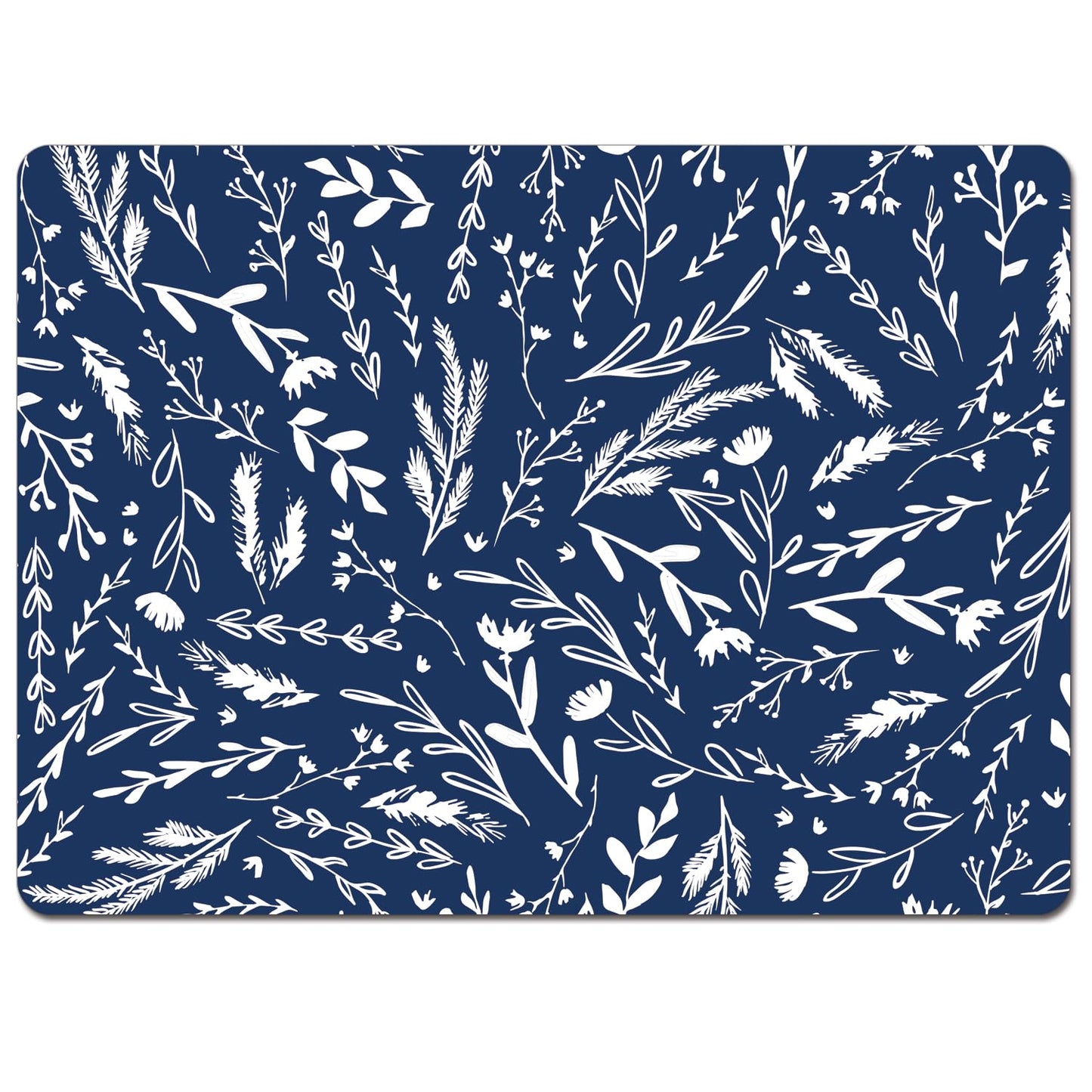CounterArt Navy Meadow Sketch Premium Decorative Hardboard Tabletop Placemats 4-Pack Manufactured in The USA Heat Tolerant and Easily Wipes Clean