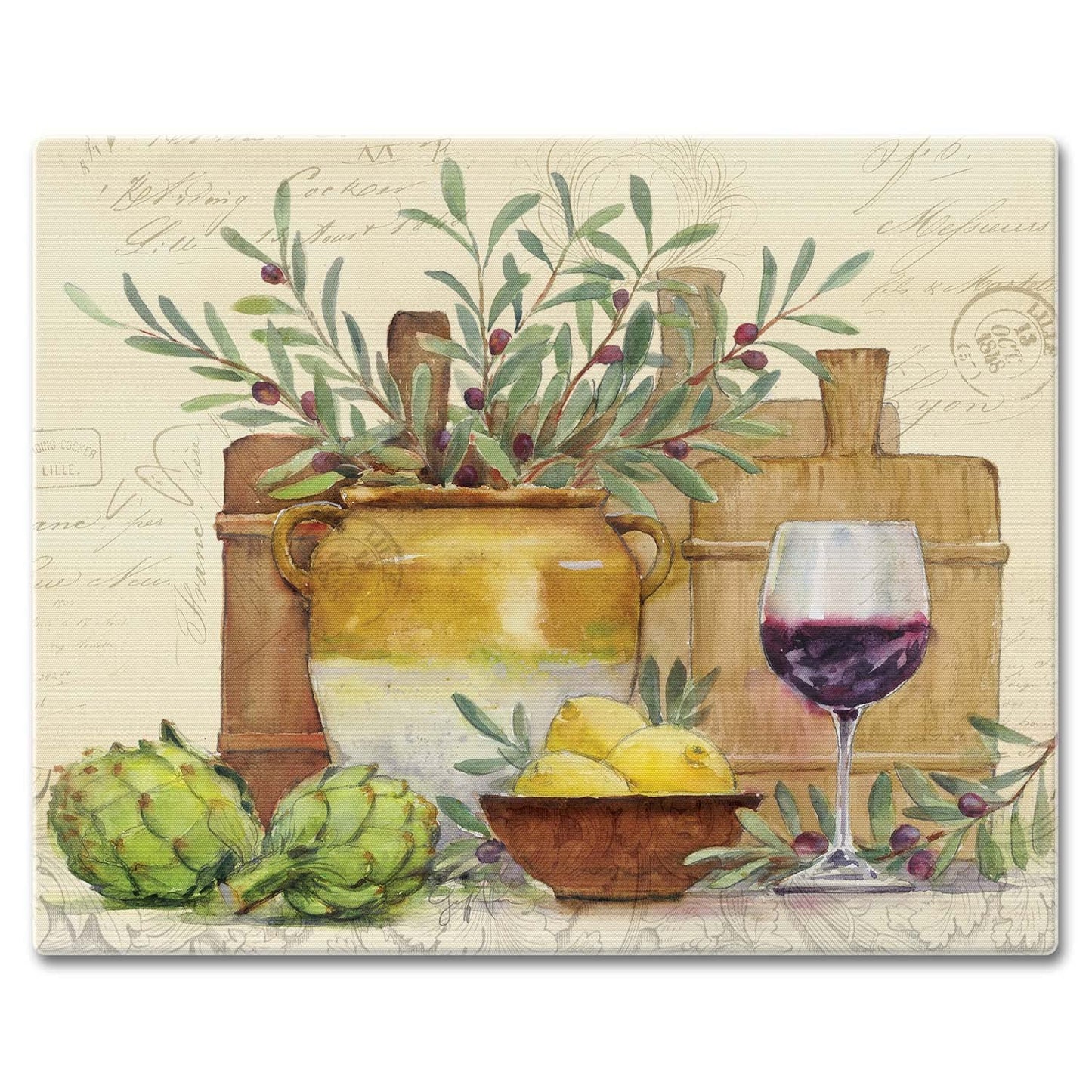 CounterArt Rustic Wine 3mm Tempered Glass Cutting Board 15” x 12” Manufactured in the USA