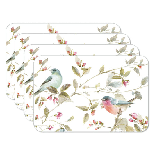Counterart Beautiful Romance Floral 4 Pack Reversible Easy Care Flexible Plastic Placemats Made in The USA BPA Free Easily Wipes Clean