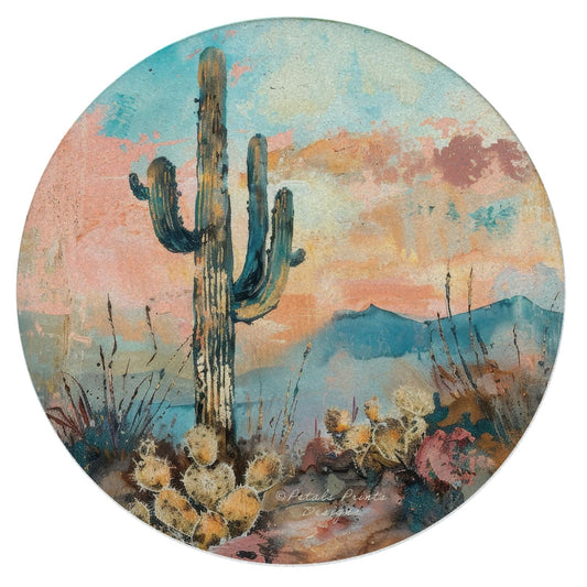 Thirstystone Desert Dream Single Round Natural Sandstone Coaster with Protective Cork Backing Manufactured in The USA 4" Diameter