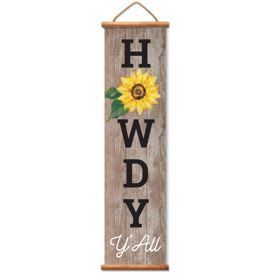Highland Home Howdy Indoor/Outdoor Vinyl Hanging Entryway Sign Made in the USA Reusable Easy Wipes Clean Easy Storage
