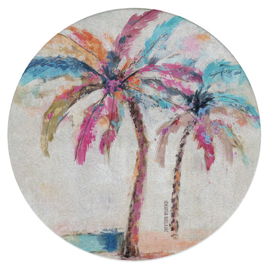 Thirstystone Painted Palms Single Round Natural Sandstone Coaster with Protective Cork Backing Manufactured in The USA 4" Diameter