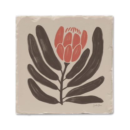 Thirstystone Simple Flower Single Tumbled Tile Stone Coaster with Protective Cork Backing Manufactured in The USA 4" Square, Colorful, Artistic, Easily Wipes Clean