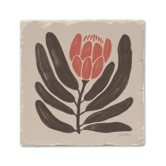 Thirstystone Simple Flower Single Tumbled Tile Stone Coaster with Protective Cork Backing Manufactured in The USA 4" Square, Colorful, Artistic, Easily Wipes Clean