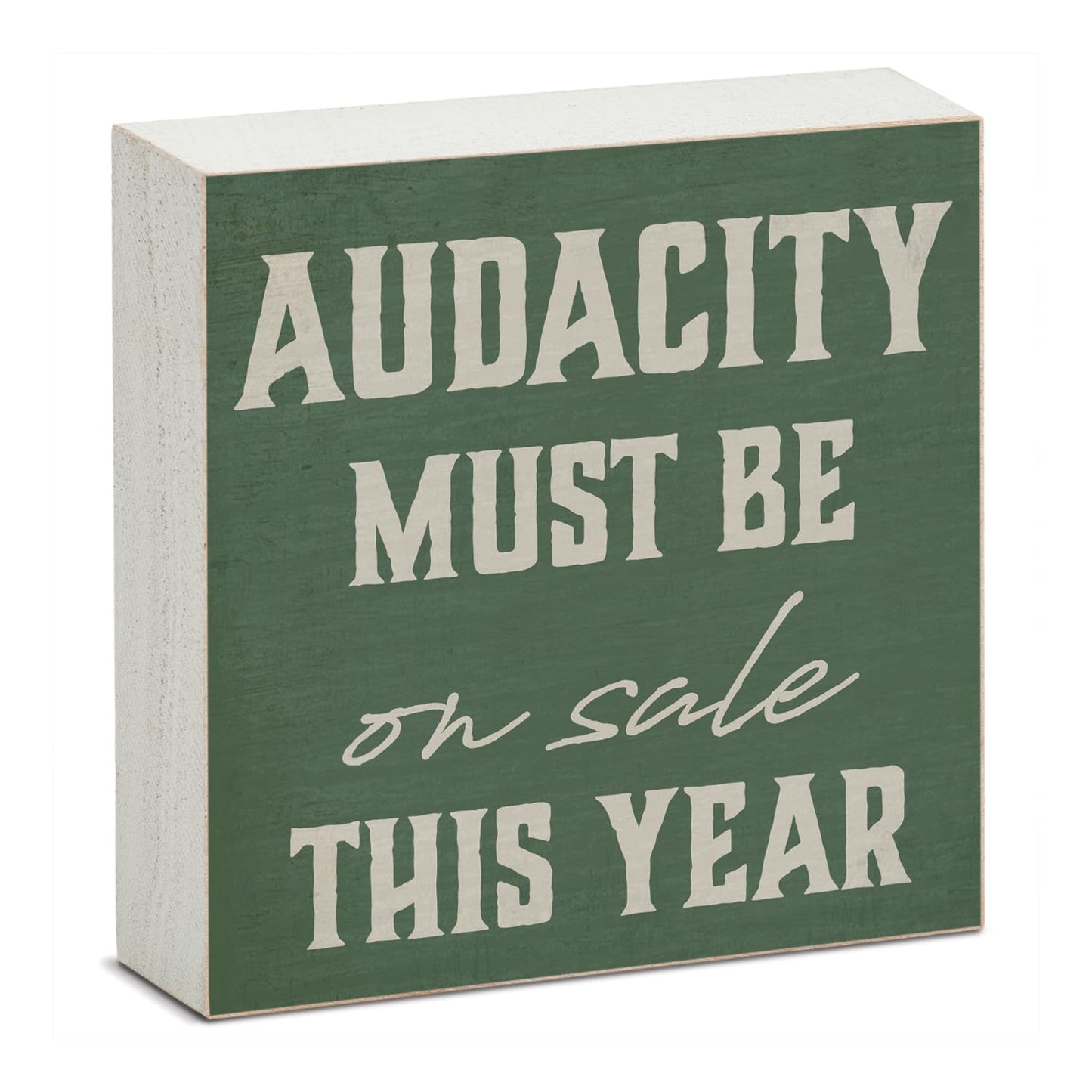 CounterArt Audacity Artistic Freestanding Solid Wood Block Sign Made in the USA 3.75” Square Decorative Accent for Home or Office