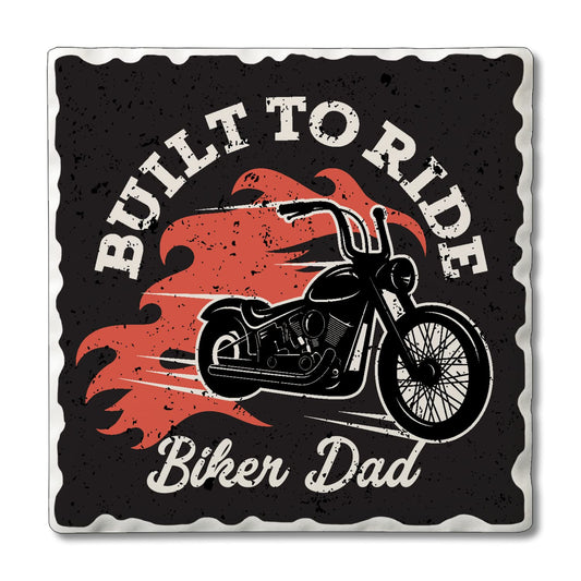 Thirstystone Biker Dad 4 Pack Absorbent Stone Tumbled Tile Coasters with Protective Cork Backing 4" Square Manufactured in The USA Artistic Absorbent Easily Wipes Clean