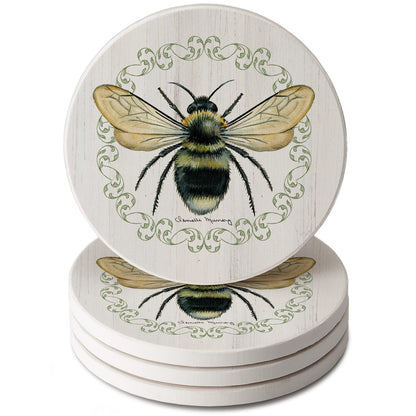Thirstystone Summer Buzz 4 Pack Round Absorbent Stone Coasters 4" Diameter Manufactured in the USA