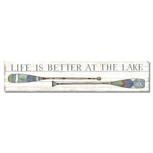 Highland Home "Life Is Better At The Lake" Decorative Indoor/Outdoor Pallet Wood Sign 36" by 7.5" Made in the USA