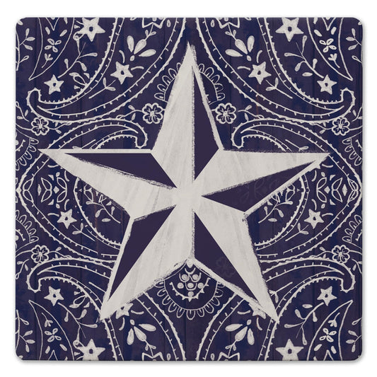 Thirstystone Blue Bandana Decorative Heat Tolerant Stone Trivet with Non-Skid Cork Backing 8” Square