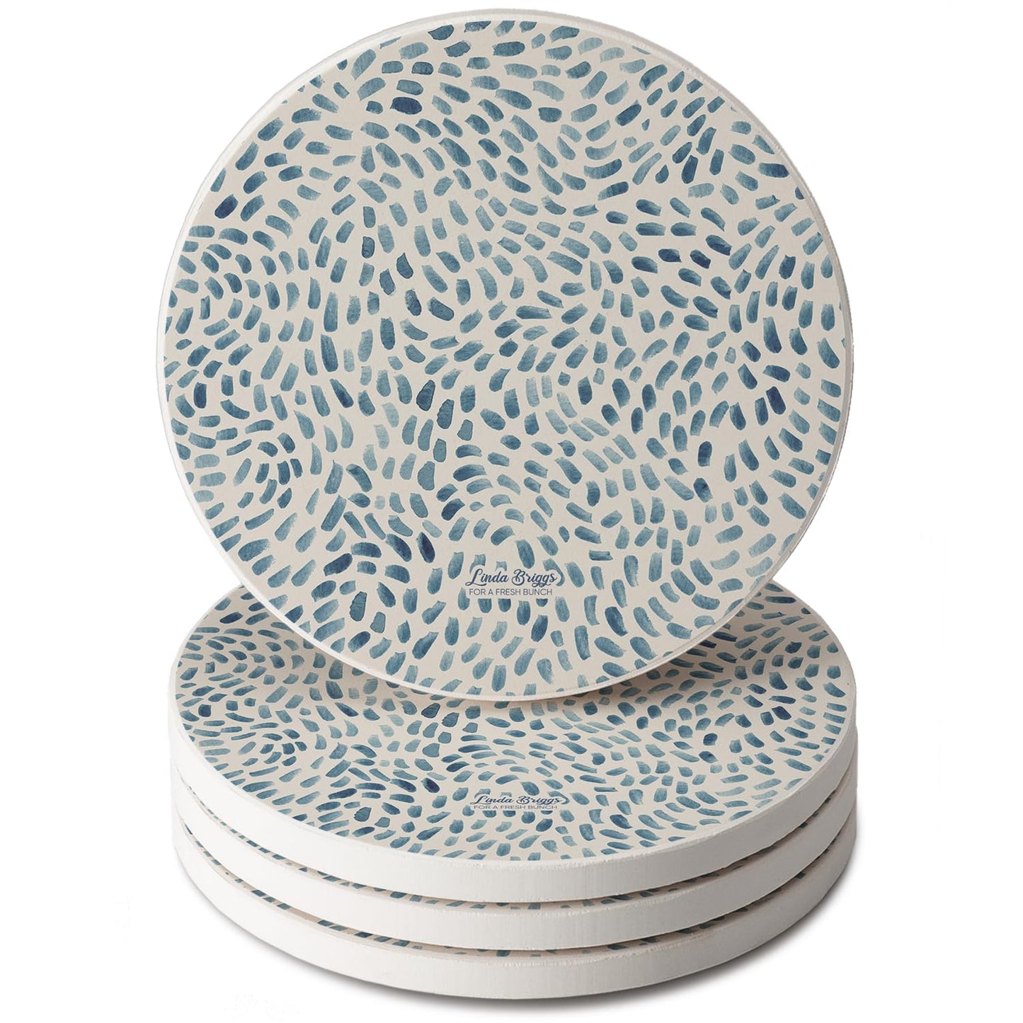 Thirstystone Drift Marks 4 Pack Round Absorbent Stone Coasters 4" Diameter Manufactured in the USA
