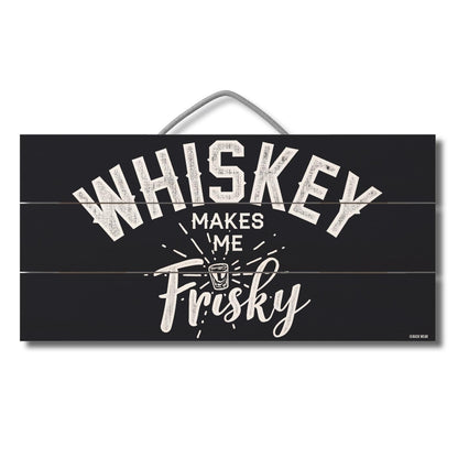 CounterArt Frisky Decorative Slatted Pallet Wood Sign 12" by 6" Features Wire Hanger That Doubles As An Easel