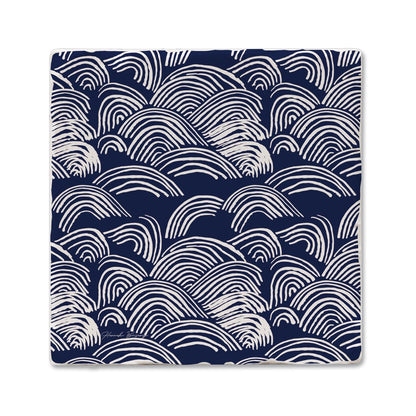 Thirstystone Indigo Waves Single Tumbled Tile Stone Coaster with Protective Cork Backing Manufactured in The USA 4" Square, Colorful, Artistiic, Easily Wipes Clean