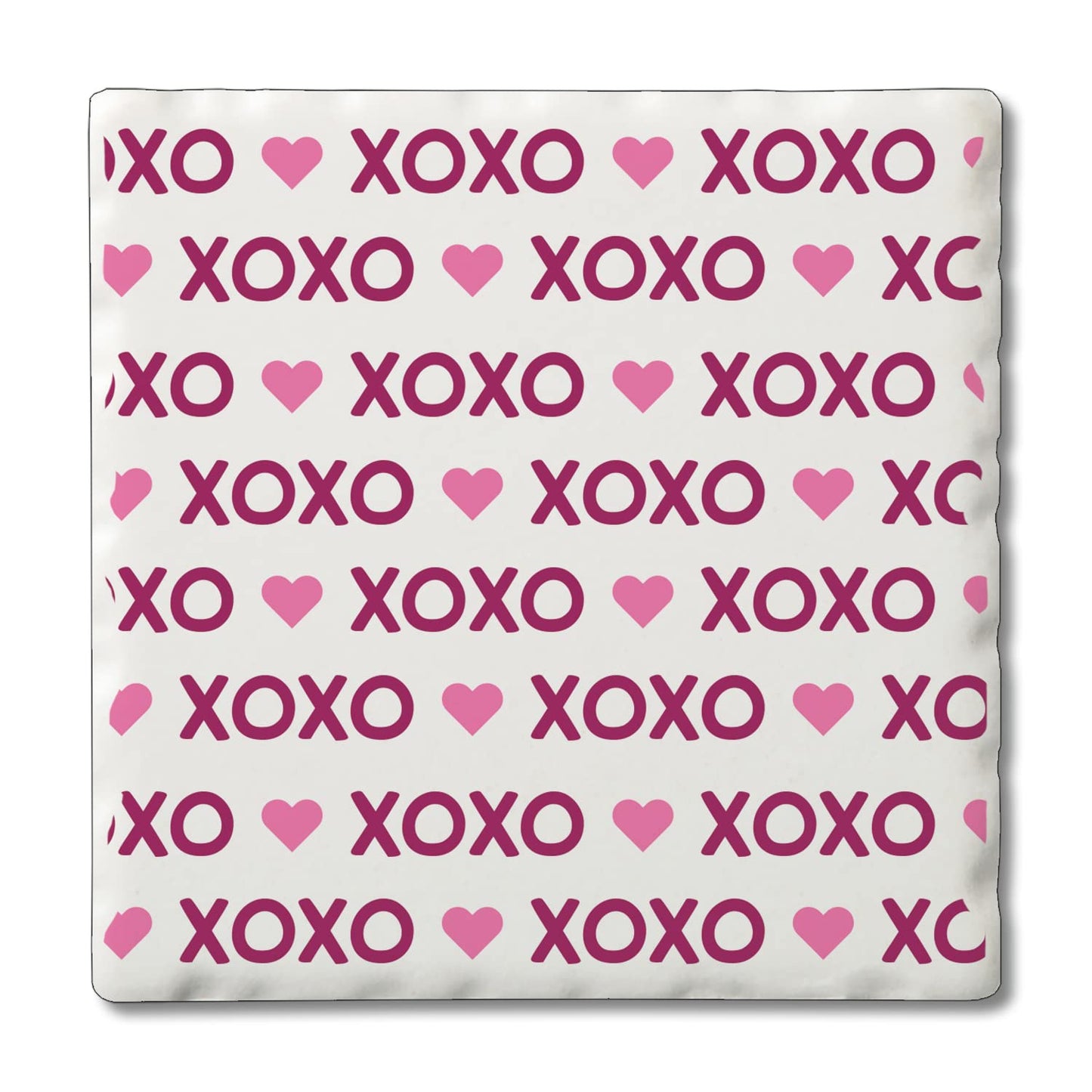Thirstystone XOXO 4 Pack Absorbent Stone Tumbled Tile Coasters with Protective Cork Backing 4" Square Manufactured in The USA Artistic Absorbent Easily Wipes Clean