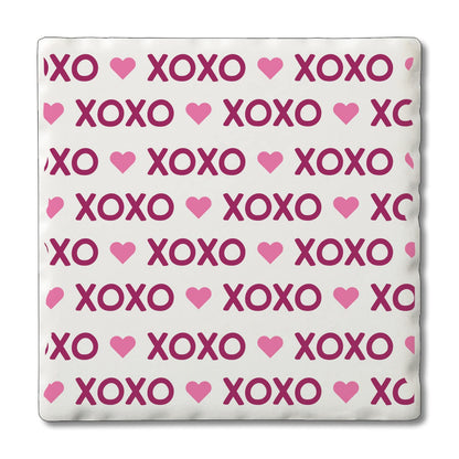 Thirstystone XOXO 4 Pack Absorbent Stone Tumbled Tile Coasters with Protective Cork Backing 4" Square Manufactured in The USA Artistic Absorbent Easily Wipes Clean