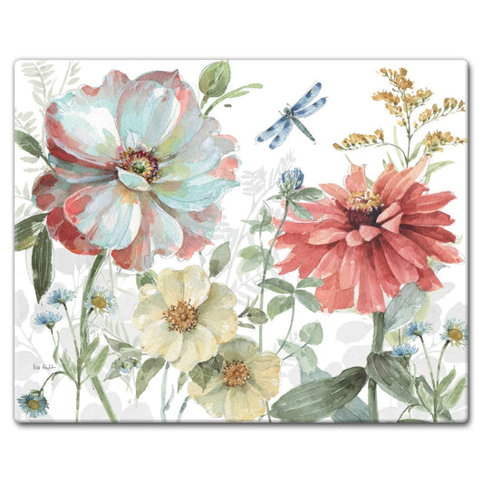 CounterArt Spring Meadow 3mm Tempered Glass Cutting Board 15” x 12” Manufactured in the USA