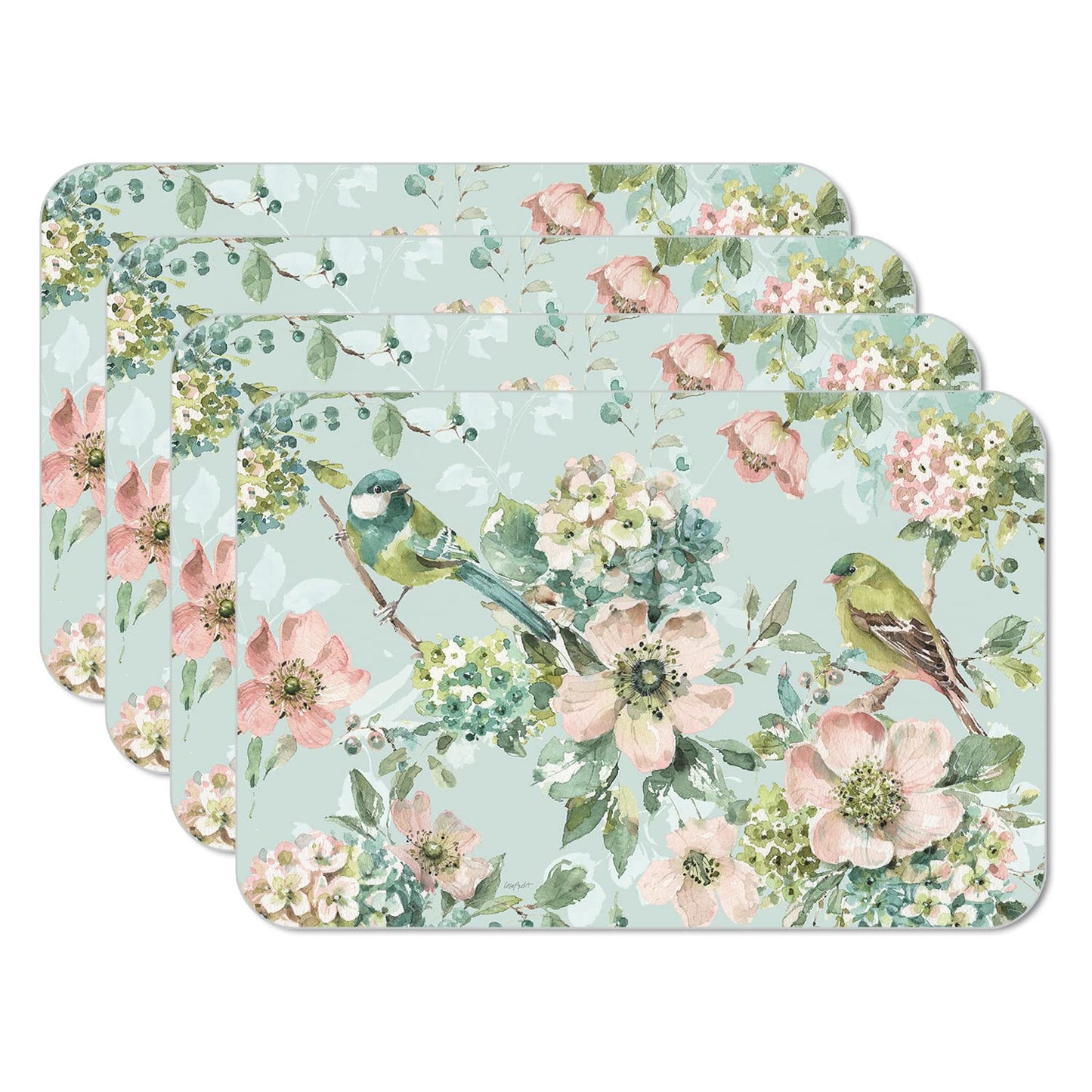 CounterArt Mint Crush 4 Pack Reversible Easy Care Flexible Placemats Made in the USA