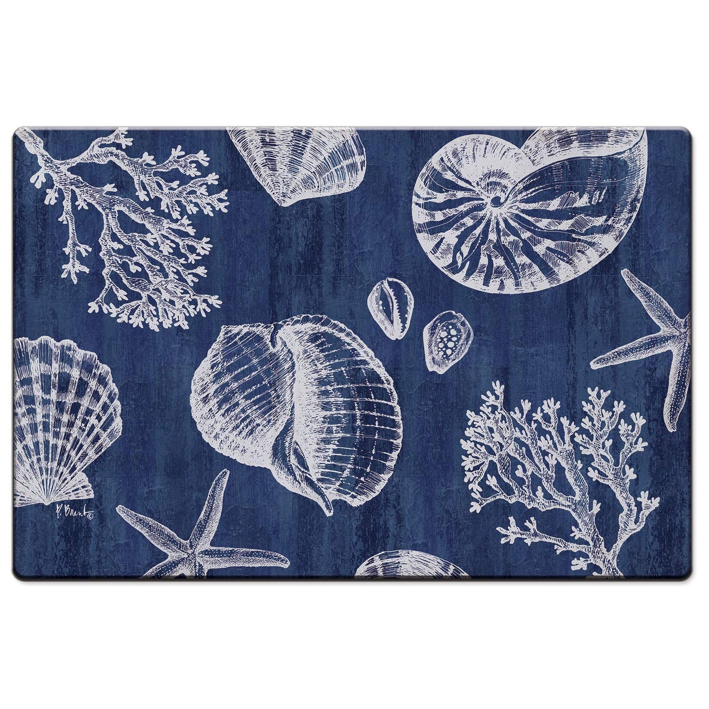CounterArt St Tropez Shells 30” x 20” Decorative Vinyl Comfort Floor Mat, Manufactured in The USA, Waterproof, Reduces Muscle Fatigue, Easily Wipes Clean