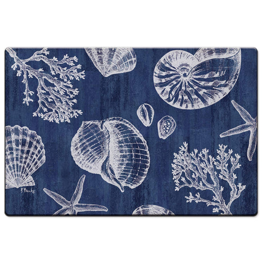 CounterArt St Tropez Shells 30” x 20” Decorative Vinyl Comfort Floor Mat, Manufactured in The USA, Waterproof, Reduces Muscle Fatigue, Easily Wipes Clean