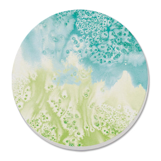 Thirstystone Salty Waves Round Absorbent Stone Coaster with Protective Cork Backing Manufactured in The USA 4" Diameter