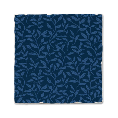 Thirstystone Indigo Sea Single Tumbled Tile Stone Coaster with Protective Cork Backing Manufactured in The USA 4" Square, Colorful, Artistiic, Easily Wipes Clean