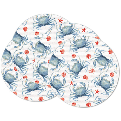 CounterArt Crabs 4 Pack Round Reversible Easy Care Placemats Made in the USA