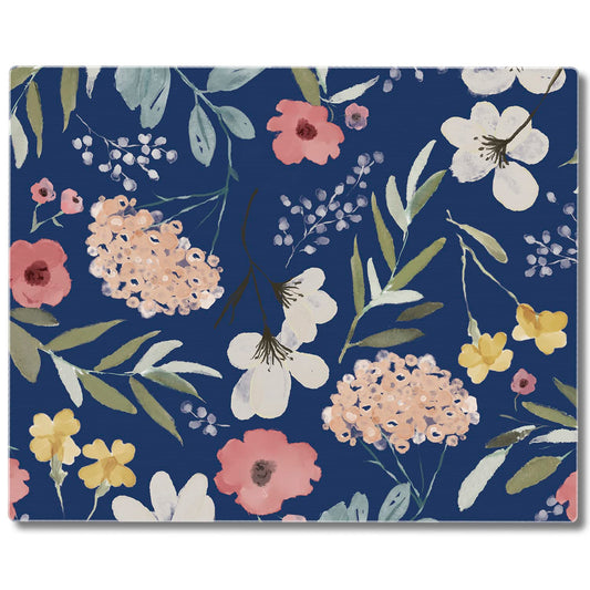 CounterArt Blue Floral 3mm Tempered Glass Cutting Board 10” x 8” Manufactured in the USA