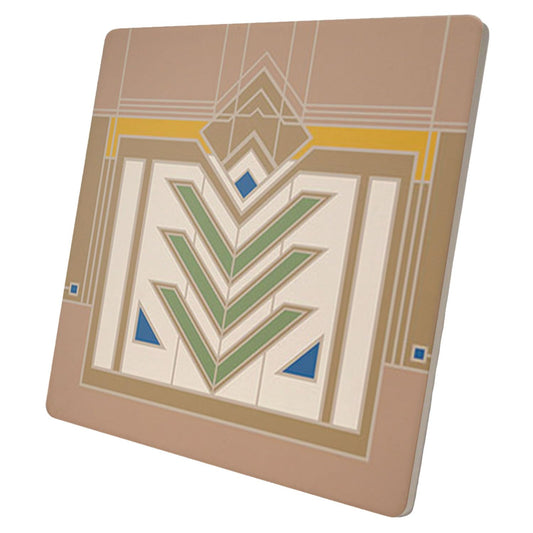 Meyer May Design from F.L.W. Foundation on 8" Square Stone Trivet Manufactured in The USA Heat Tolerant Easily Wipes Clean