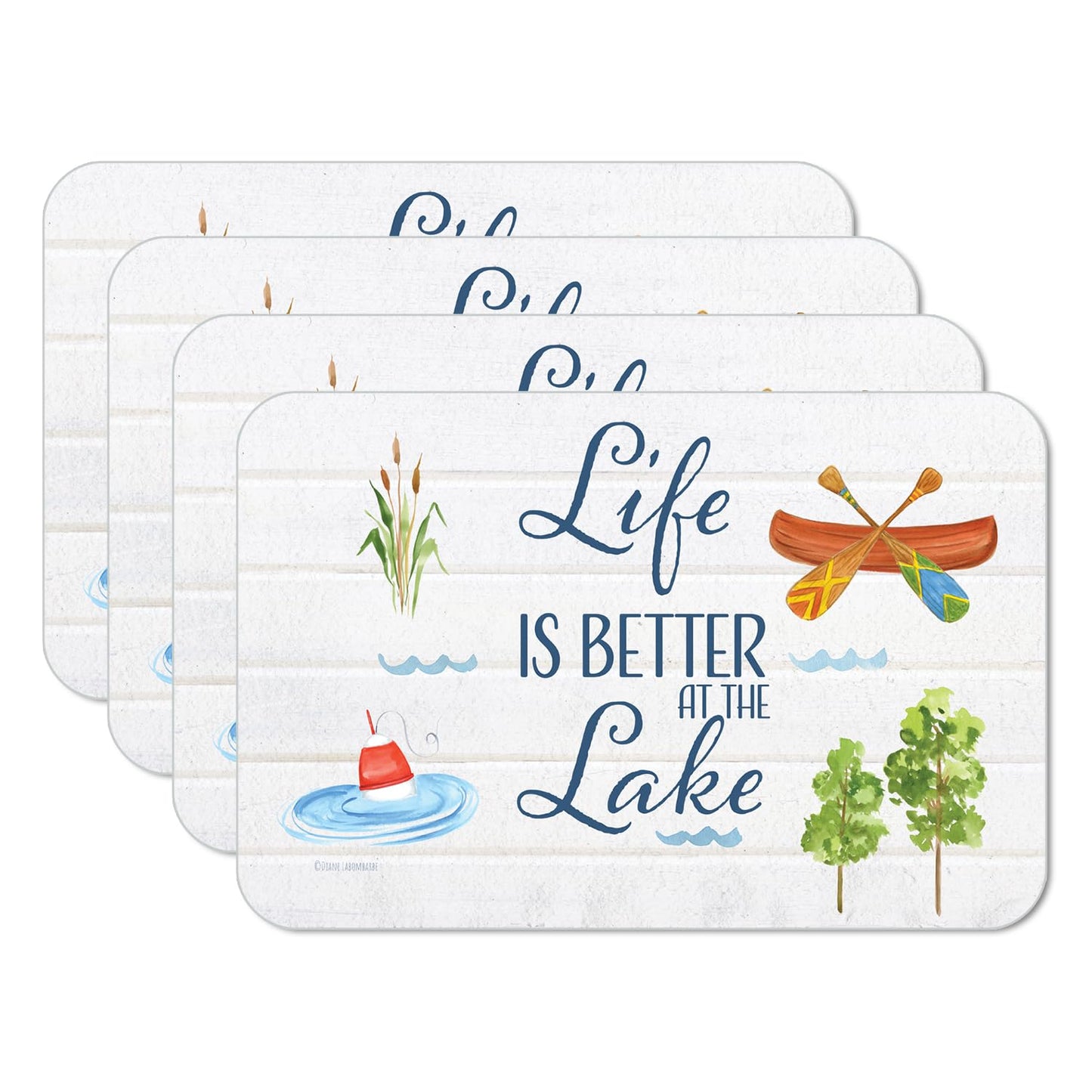 CounterArt Lake Living 4 Pack Reversible Easy Care Flexible Placemats Made in the USA