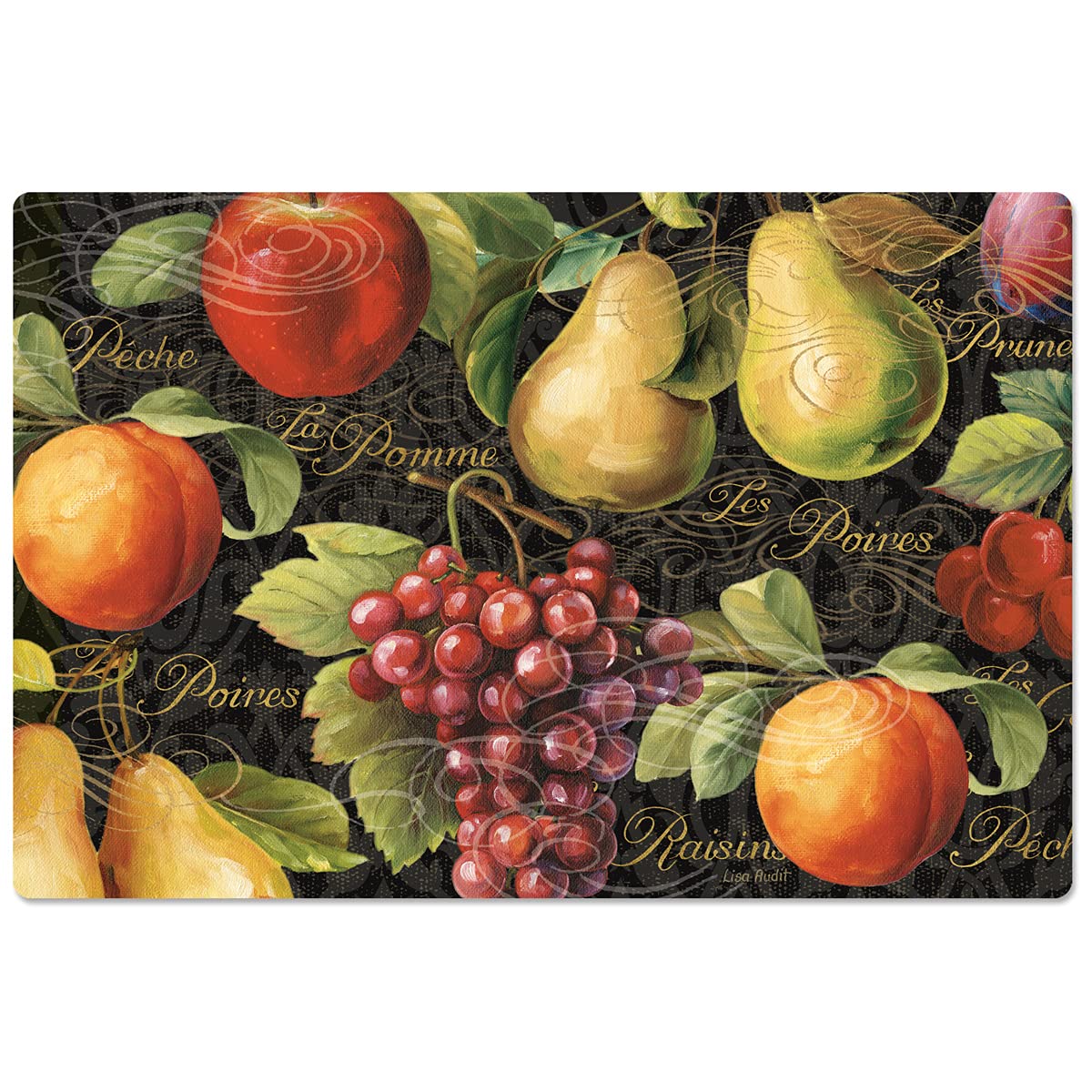 Counterart Gourmet Fruit 30” x 20” Decorative Vinyl Comfort Floor Mat, Manufactured in The USA, Waterproof, Reduces Muscle Fatigue, Easily Wipes Clean