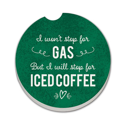 Thirstystone Iced Coffee Single Absorbent Stone Coaster for Vehicle Cup Holder 2.6” Diameter Manufactured in The USA