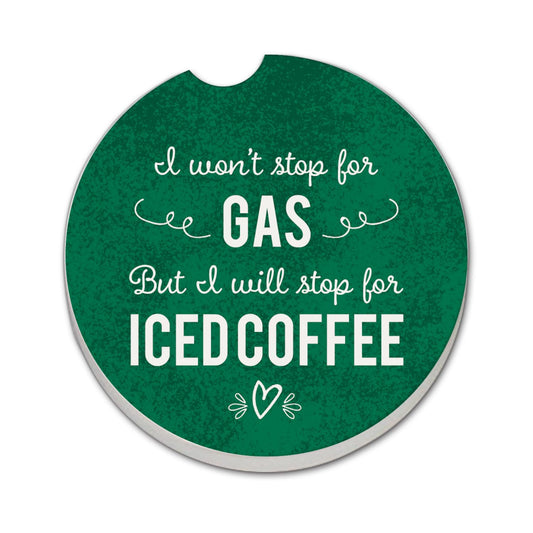 Thirstystone Iced Coffee Single Absorbent Stone Coaster for Vehicle Cup Holder 2.6” Diameter Manufactured in The USA