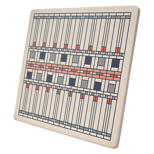 Frank Lloyd Wright's Oak Park II Design on 8" Square Stone Trivet Manufactured in The USA Heat Tolerant Easily Wipes Clean