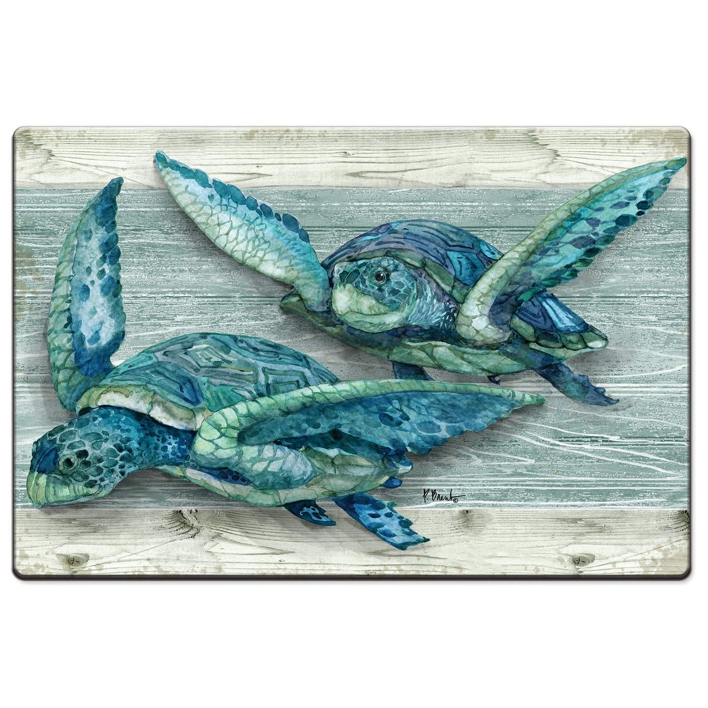 Counterart Northpoint Turtles 30” x 20” Decorative Vinyl Comfort Floor Mat, Manufactured in The USA, Waterproof, Reduces Muscle Fatigue, Easily Wipes Clean