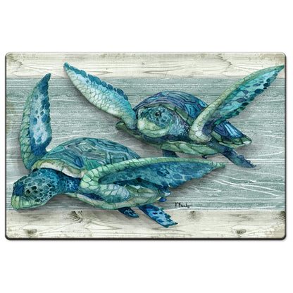 Counterart Northpoint Turtles 30” x 20” Decorative Vinyl Comfort Floor Mat, Manufactured in The USA, Waterproof, Reduces Muscle Fatigue, Easily Wipes Clean