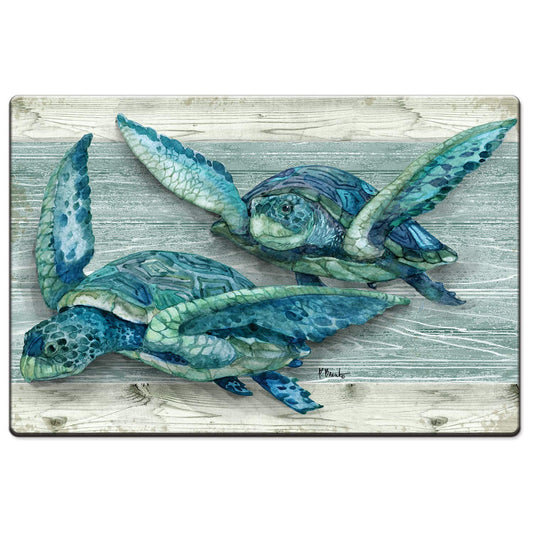 Counterart Northpoint Turtles 30” x 20” Decorative Vinyl Comfort Floor Mat, Manufactured in The USA, Waterproof, Reduces Muscle Fatigue, Easily Wipes Clean