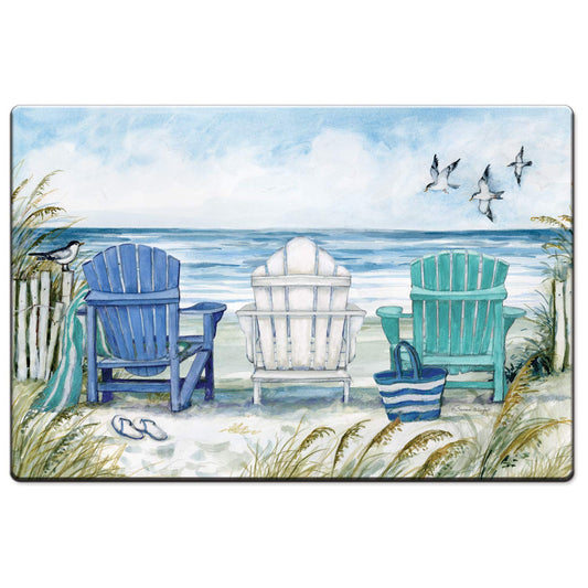Counterart Adirondack Beach Chairs 30” x 20” Decorative Vinyl Comfort Floor Mat, Manufactured in The USA, Waterproof, Reduces Muscle Fatigue, Easily Wipes Clean