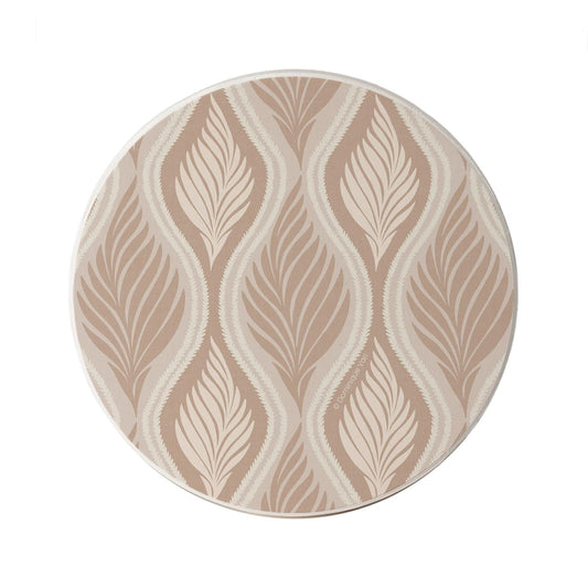 Thirstystone Mocha Leaves Round Absorbent Stone Coaster with Protective Cork Backing Manufactured in The USA 4" Diameter