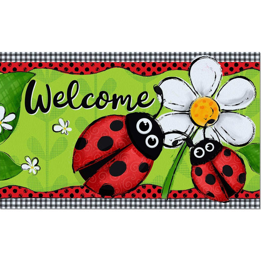 Counterart Ladybug Welcome Indoor/Outdoor Entryway Floor Mat Manufactured in the USA 29.5" by 17.75"