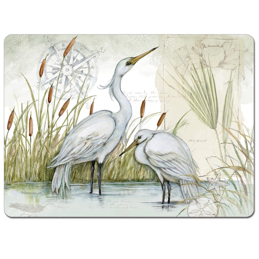 Cala Home Carribbean Seas Premium Decorative Hardboard Tabletop Placemats 4-Pack Manufactured in The USA Heat Tolerant and Easily Wipes Clean