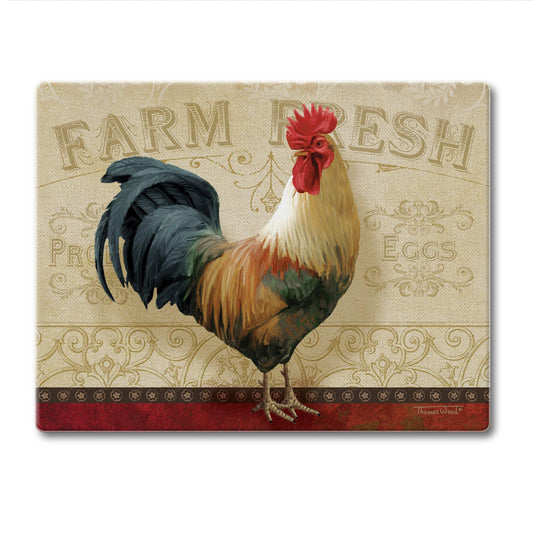CounterArt Farm Fresh Rooster 3mm Tempered Glass Cutting Board 10” x 8” Manufactured in the USA