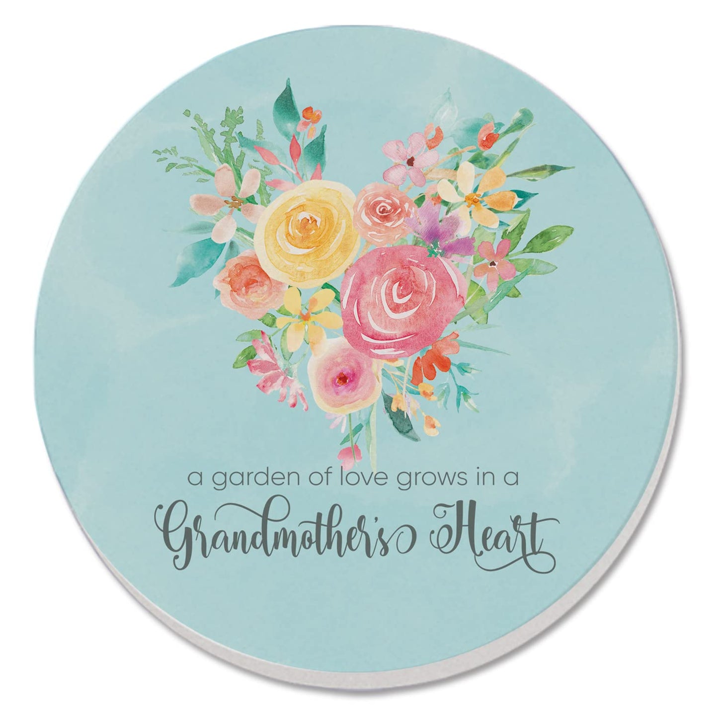 Thirstystone Grandmother's Heart Single Rodund Absorbent Stone Coaster with Protective Cork Backing Manufactured in The USA 4" Diameter
