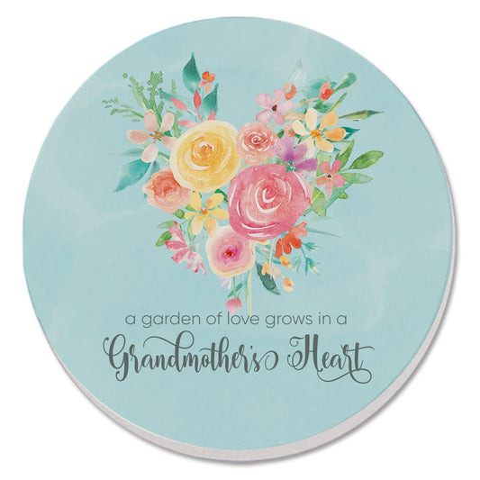 Thirstystone Grandmother's Heart Single Rodund Absorbent Stone Coaster with Protective Cork Backing Manufactured in The USA 4" Diameter