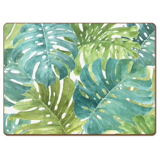 Cala Home Tropical Green Premium Decorative Hardboard Tabletop Placemats 4-Pack Manufactured in The USA Heat Tolerant and Easily Wipes Clean