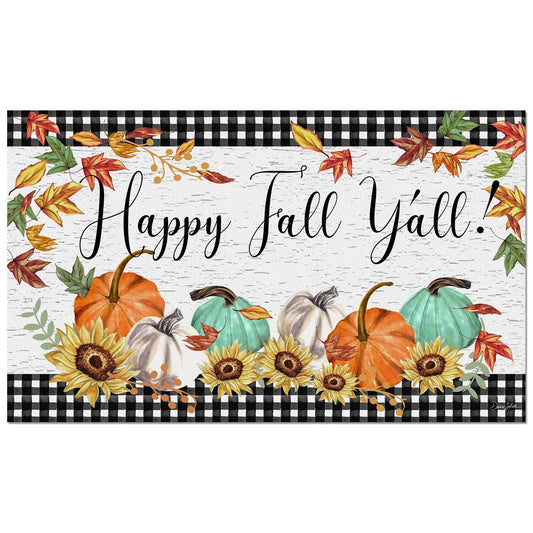 Counterart Happy Fall Ya'll Indoor/Outdoor Entryway Mat Made in the USA 29.5" by 17.75"