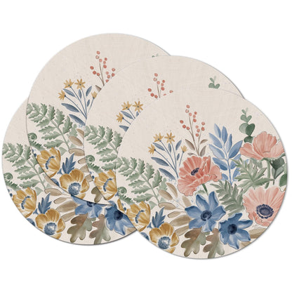 CounterArt Botanical Blend 4 Pack Round Reversible Easy Care Flexible Placemats Made in the USA